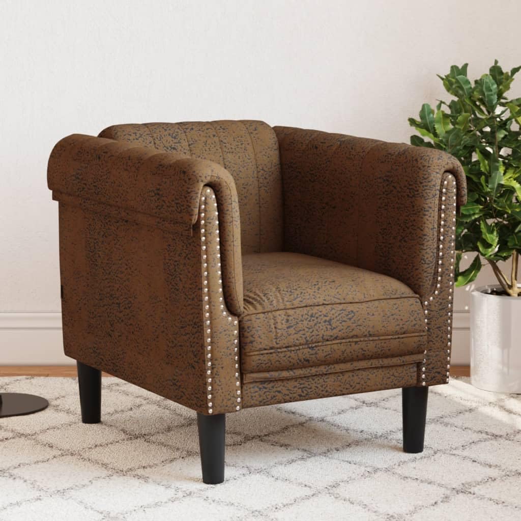 vidaXL Brown Velvet Accent Chair - Upholstered Sofa Seat for Living Room/Bedroom, Modern Design, Padded Armchair, 31.5" x 30.3" x 29.1"